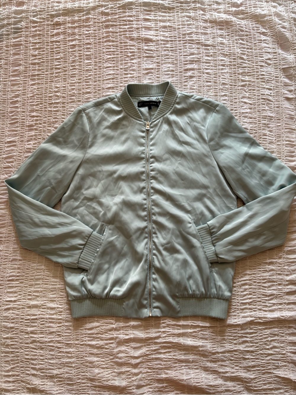Zara Light Sage Bomber Jacket